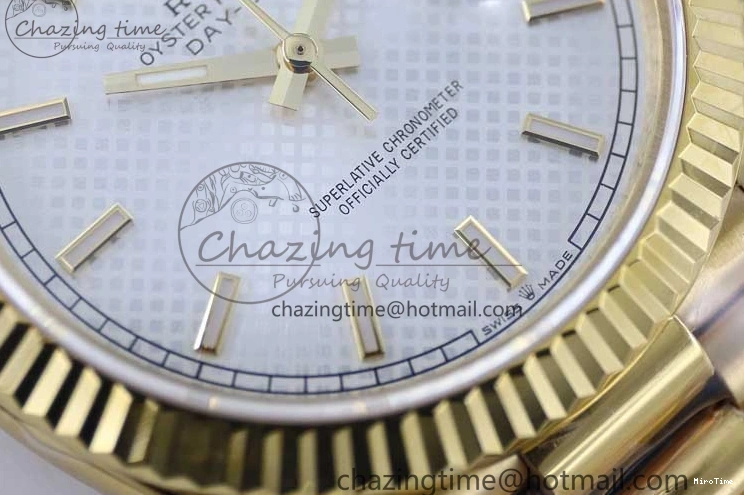 MiroTime 0121 Day Date 40mm YG 904L Steel TWF 1:1 Best Edition White Dial on YG Bracelet A FreshLook 2368